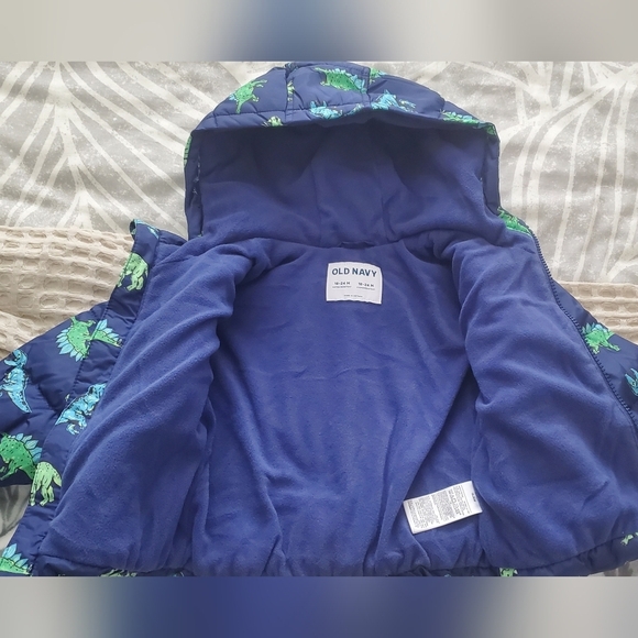 Kids Dinosaur Puffer Jacket - Picture 2 of 3